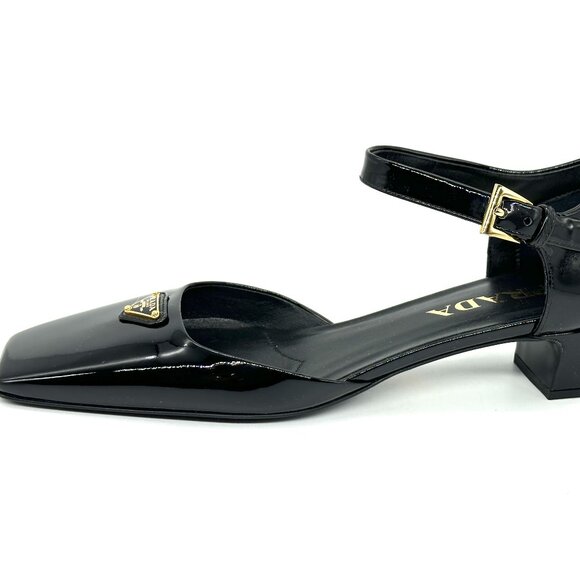 PRADA Modellerie Logo D'Orsay Square Toe Ankle Strap Mary Jane Pumps Heels - Picture 7 of 16